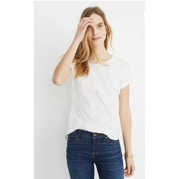 Madewell Women’s Whisper Cotton Crewneck Tee In Optic White Sz XXS #C0984 - Picture 1 of 9